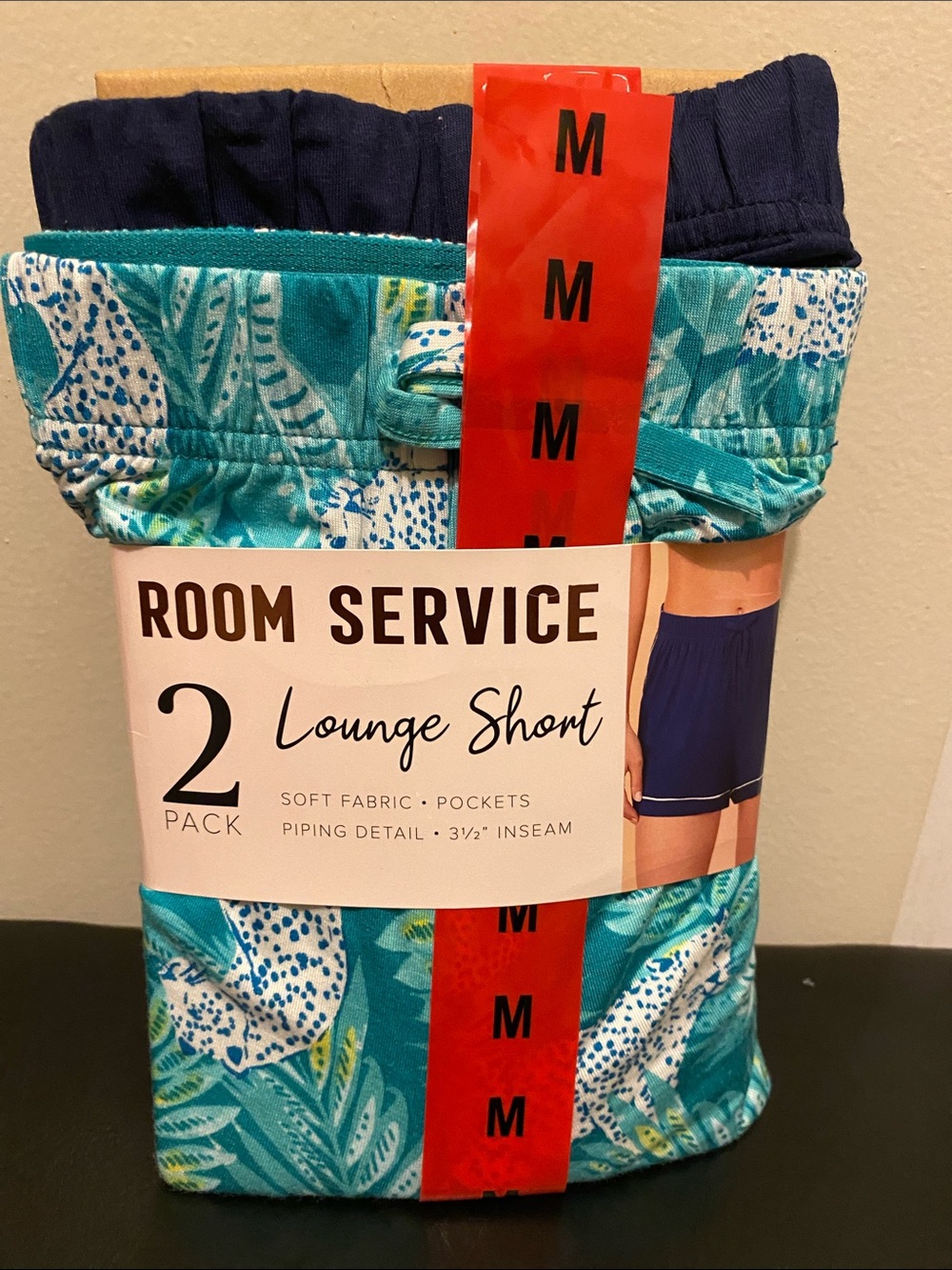 Room Service Women's Teal Floral Athletic Lounge Shorts - 2 Pack (C1)